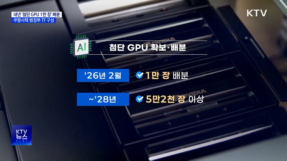 '첨단 GPU 1만 장' 내년 초 배분···쿠팡 사태 TF 구성