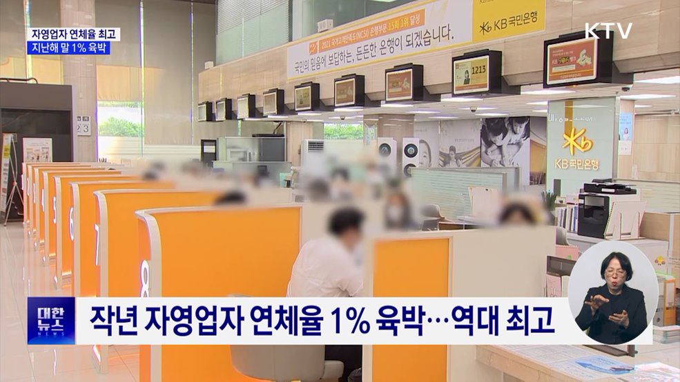 작년 자영업자 연체율 1% 육박···역대 최고