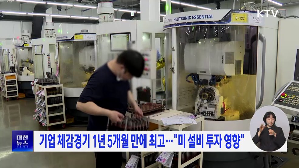 기업 체감경기 1년 5개월 만에 최고···"미 설비 투자 영향"