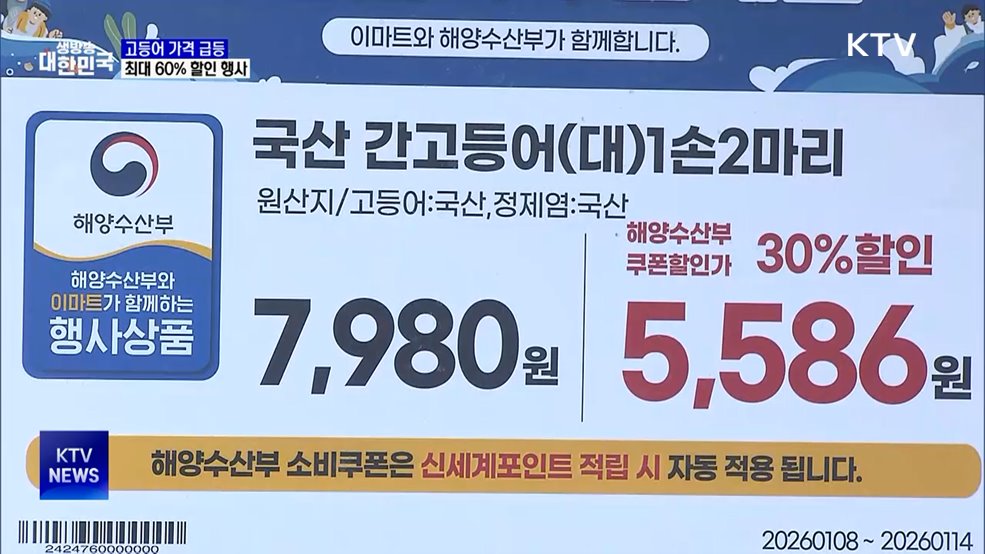 고등어 한 손 1만 원대···최대 60% 할인 행사