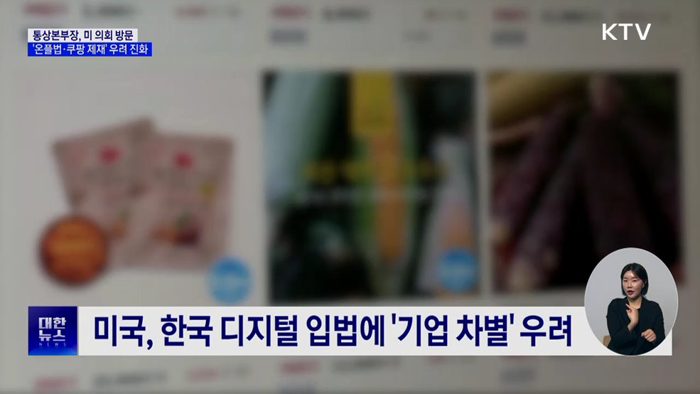 방미 통상본부장, '온플법·쿠팡 제재' 우려 진화