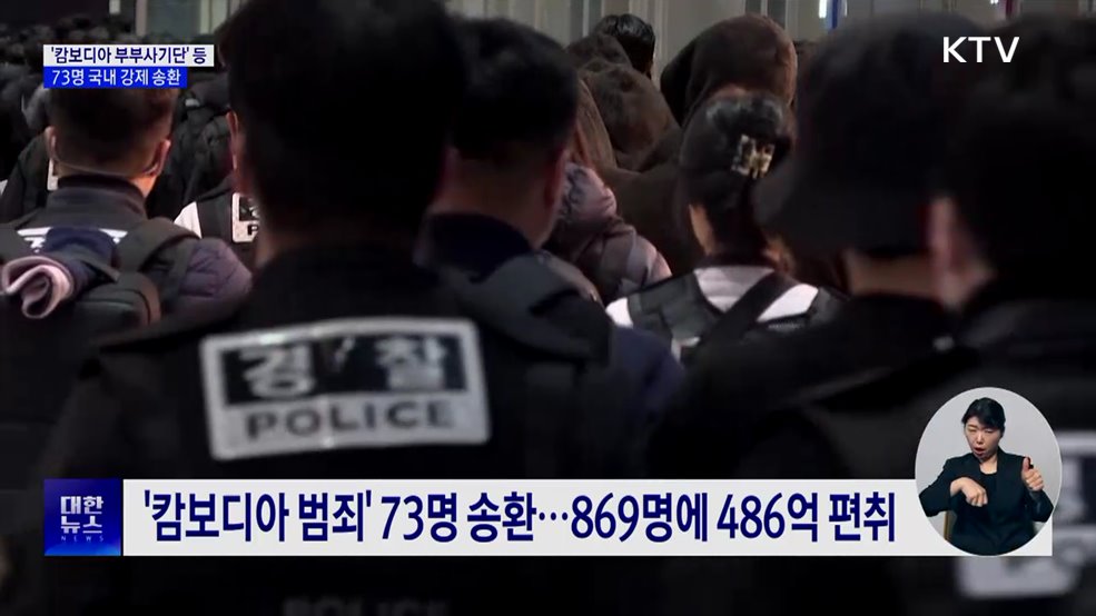 '캄보디아 부부사기단' 등 73명 국내 송환