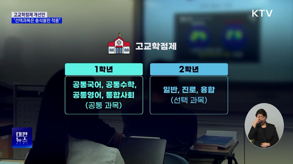 고교학점제 개선안 시행···"선택과목은 출석률만 적용"