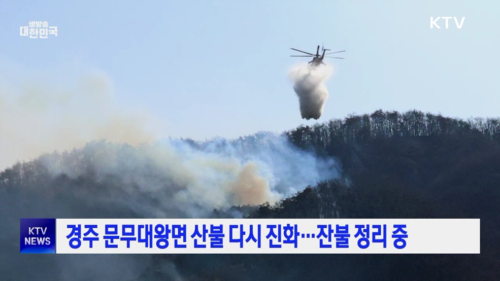 경주 문무대왕면 산불 다시 진화···잔불 정리 중