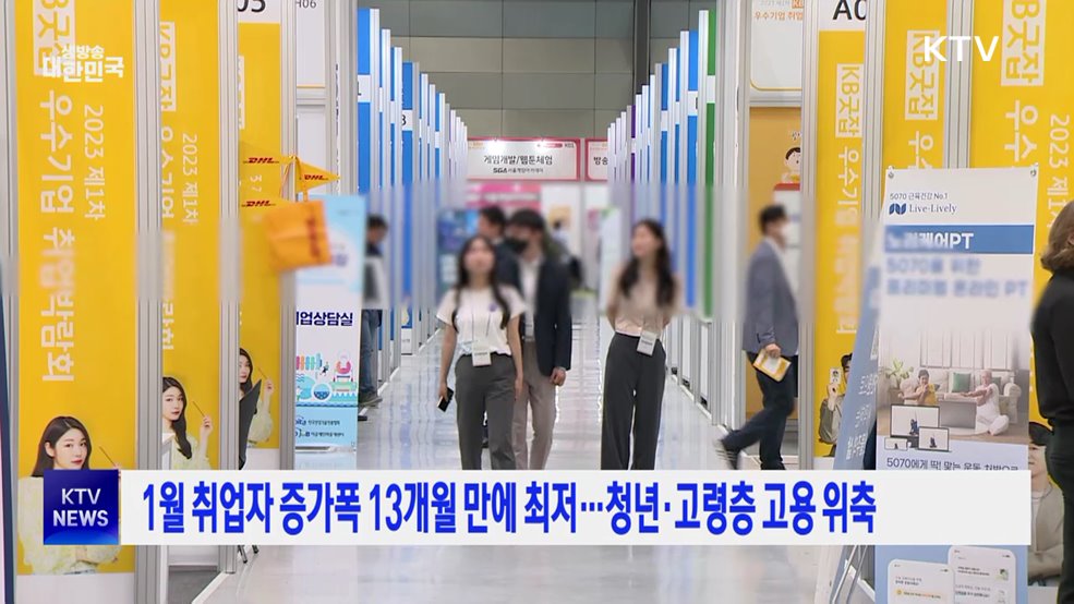 1월 취업자 증가폭 13개월 만에 최저···청년·고령층 고용 위축