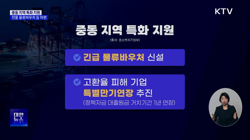 중동 지역 특화 지원···'긴급 물류바우처' 도입