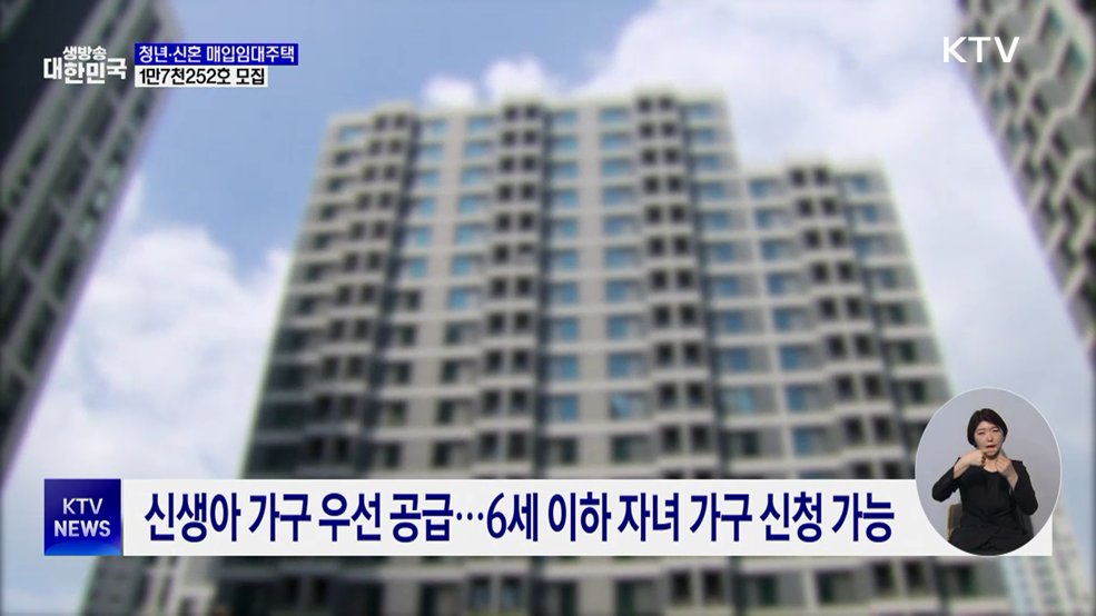 청년·신혼·신생아 매입임대주택 모집···1만7천252호 공급