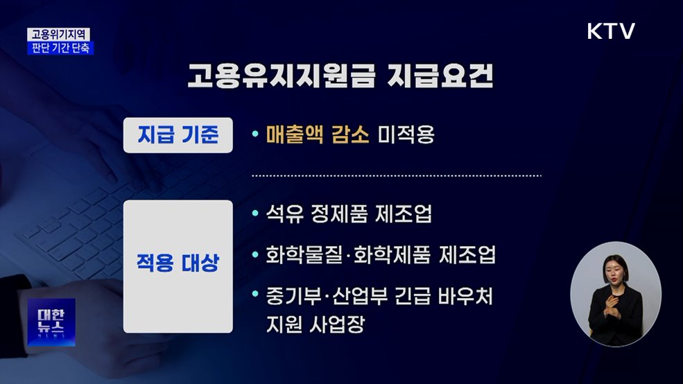 고용위기지역 판단 기간 단축···지원금 지급 확대