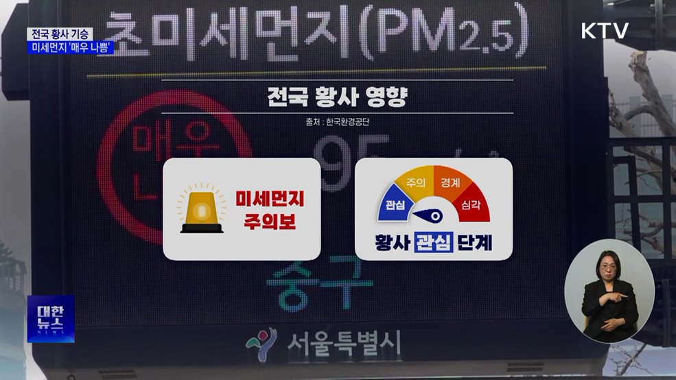황사에 미세먼지 '매우 나쁨'···호흡기 관리 유의