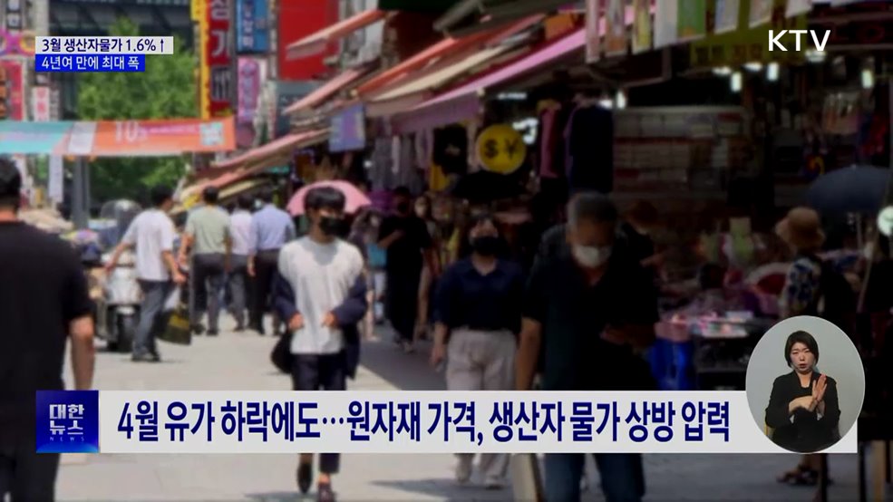 3월 생산자물가 1.6%↑···4년여 만에 최대 폭