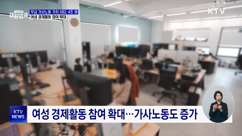 무급 가사노동 가치 582조4천억 원 'GDP 22.8%'