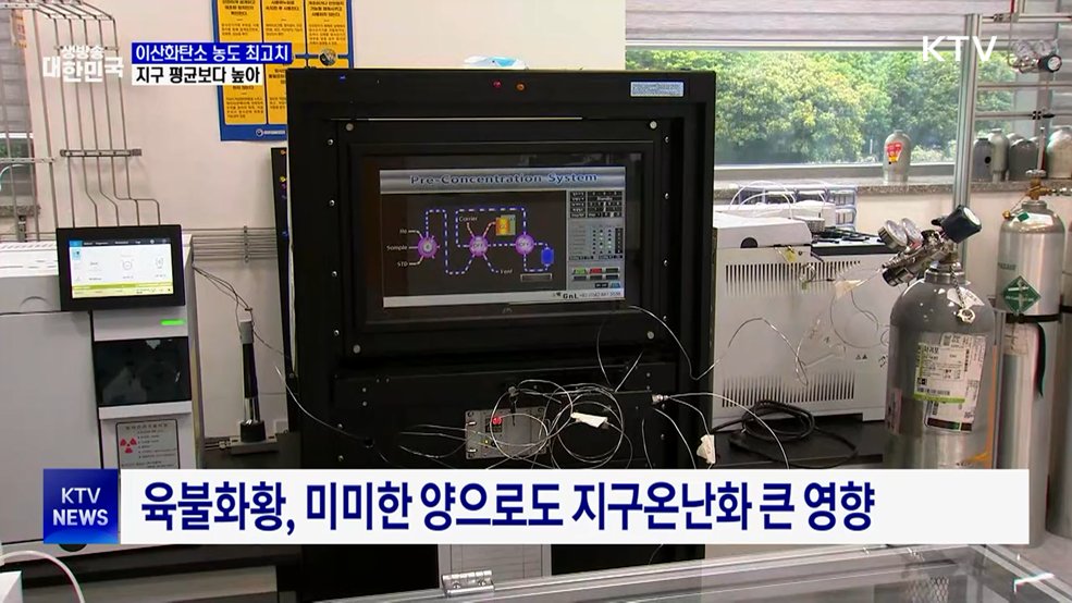 이산화탄소 농도 최고치 경신···지구 평균보다 높아