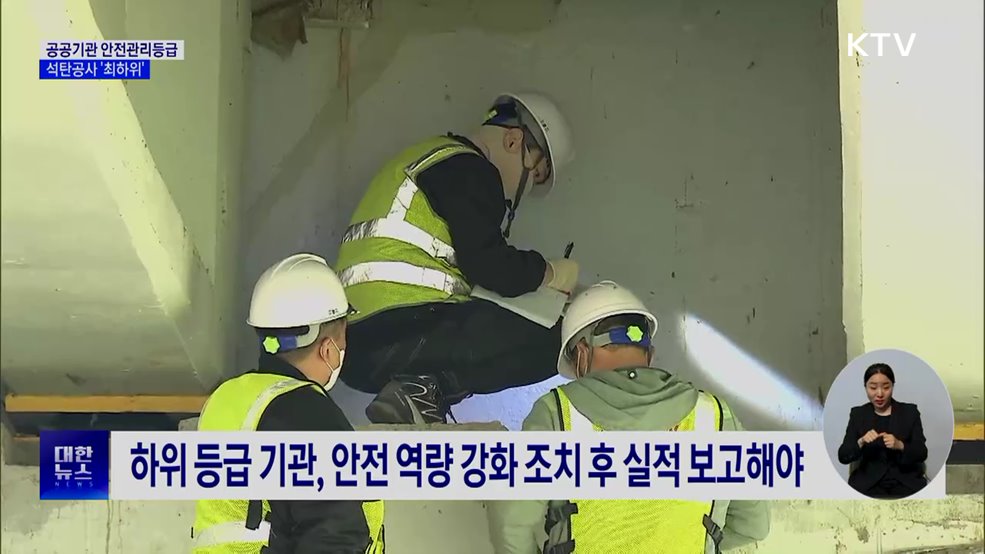 공공기관 안전관리등급 공개···석탄공사 '최하위'