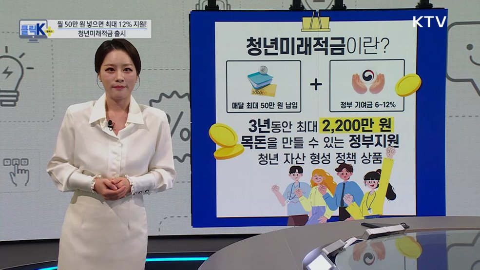 월 50만 원 넣으면 최대 12% 지원! 청년미래적금 출시 [클릭K+]