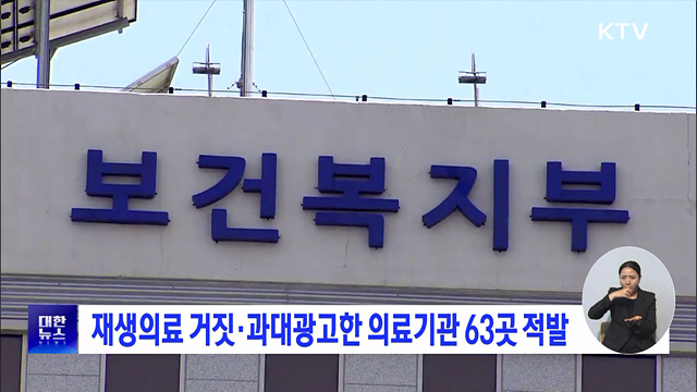 재생의료 거짓·과대광고한 의료기관 63곳 적발