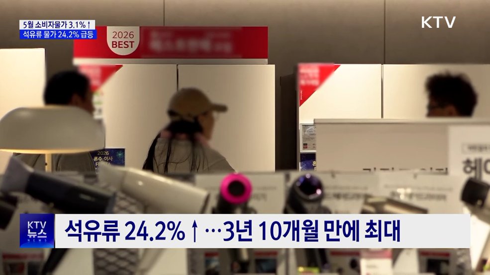5월 소비자물가 3.1%↑···2년 2개월 만에 최고