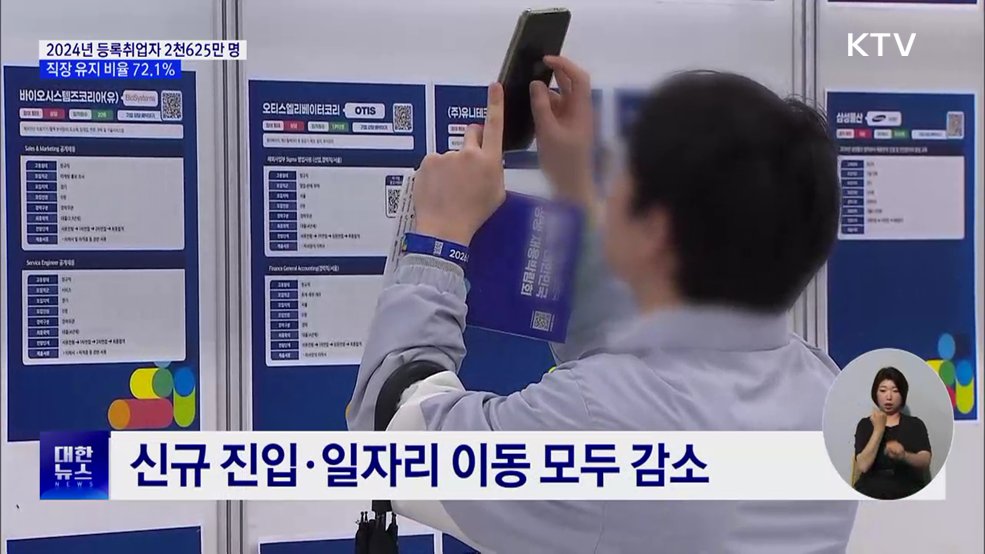 2024년 등록취업자 2천625만 명···"직장 유지 늘고 이직 감소"