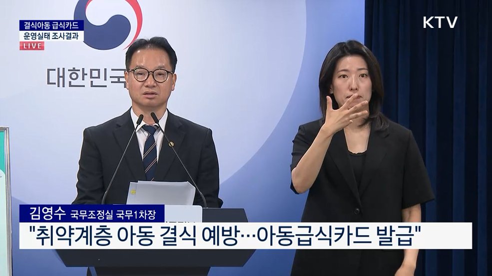 결식아동 급식카드 운영실태 조사결과