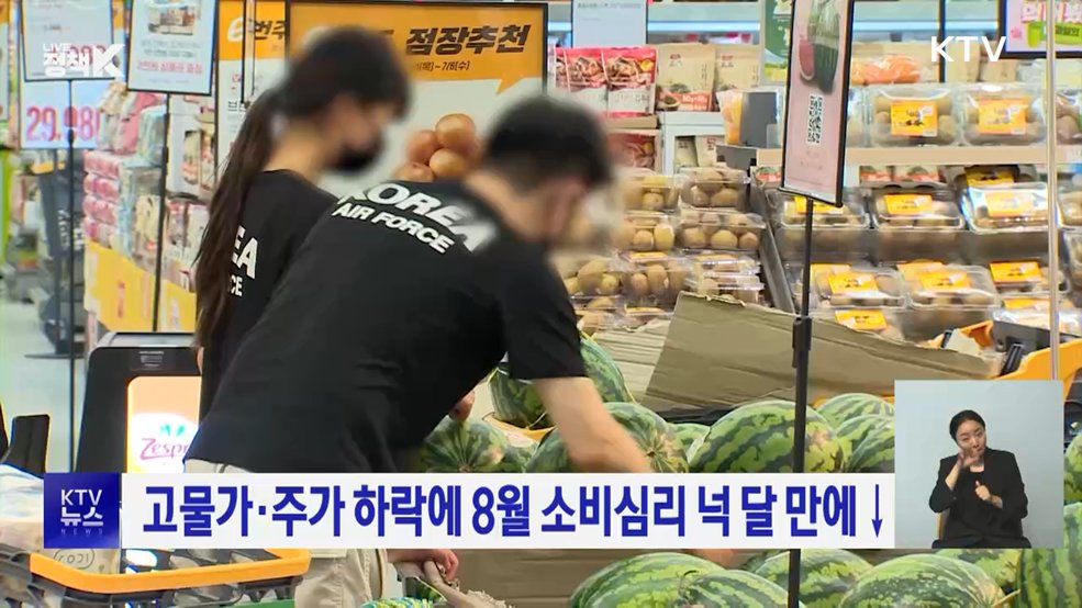 고물가·주가 하락에 8월 소비심리 넉 달 만에 ↓