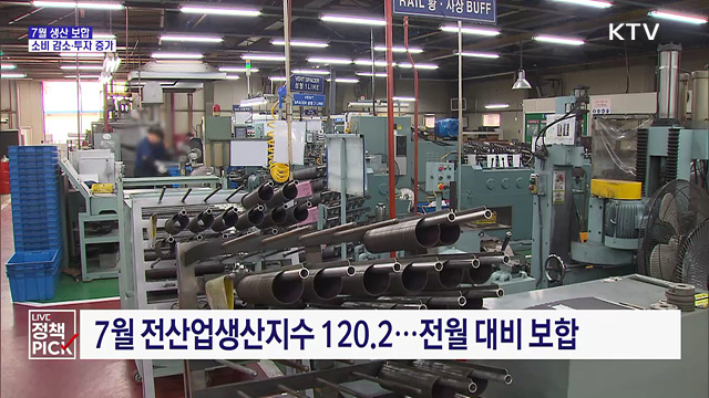 7월 생산 보합···소비 2.4%↓·설비투자 7.5%↑