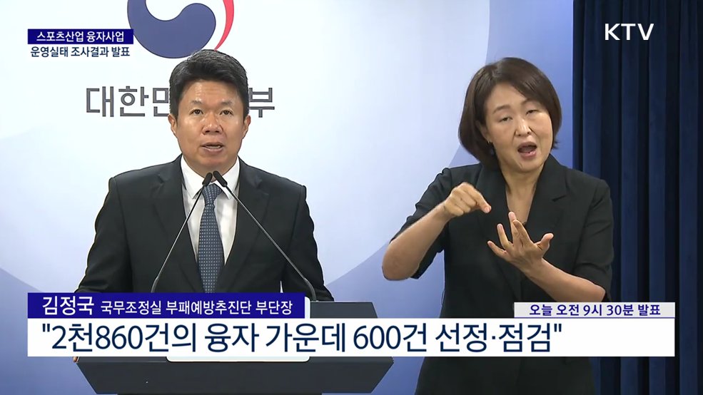 스포츠산업 융자사업 운영실태 조사결과 발표
