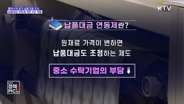 플라스틱 용기 '납품대금 연동제' 위반 4곳 적발