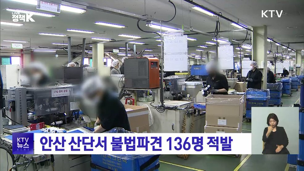 안산 산단서 불법파견 136명 적발