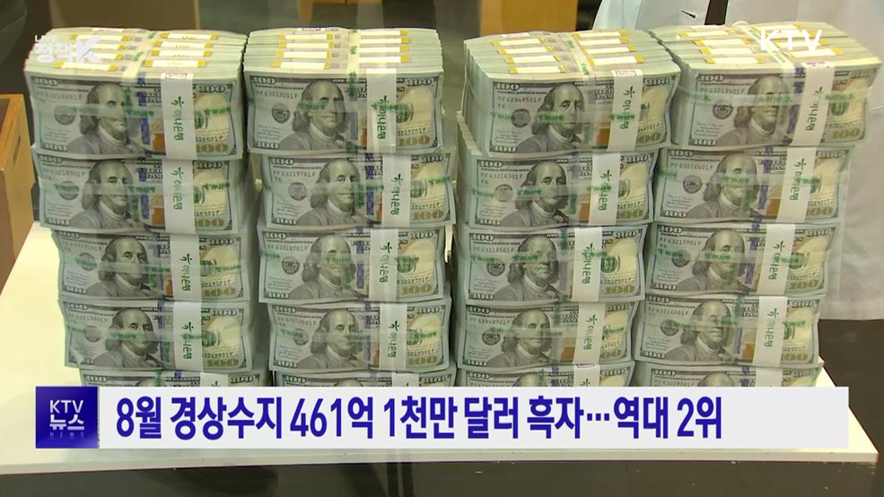 8월 경상수지 461억 1천만 달러 흑자···역대 2위