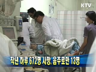 작년 하루 672명 사망, 음주로만 13명