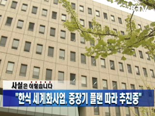 "한식 세계화사업, 중장기 플랜 따라 추진중"