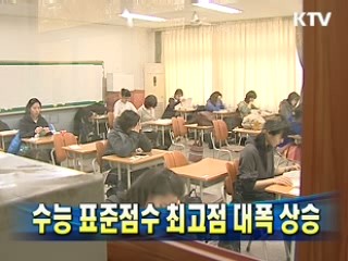 수능 표준점수 최고점 대폭 상승