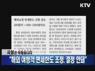 "해외 여행객 면세한도 조정, 결정 안돼"