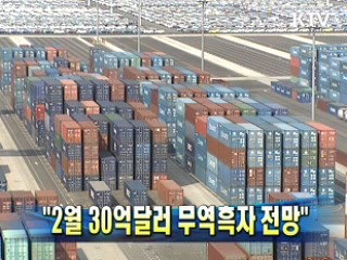 "2월 30억달러 무역흑자 전망"