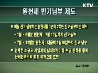 원천세 반기납부, 납세자 신청방식으로 전환