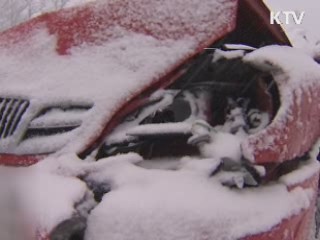 강원 첫 폭설…도로 '엉금엉금'