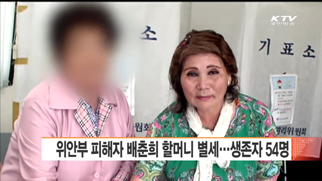 위안부 피해자 배춘희 할머니 별세…생존자 54명