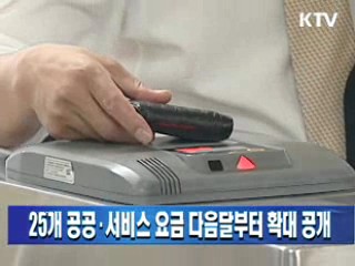 25개 공공·서비스 요금 다음달부터 확대 공개