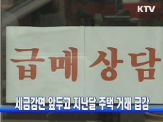 세금감면 앞두고 지난달 주택 거래 급감