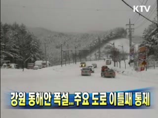 강원 동해안 폭설...주요 도로 이틀째 통제