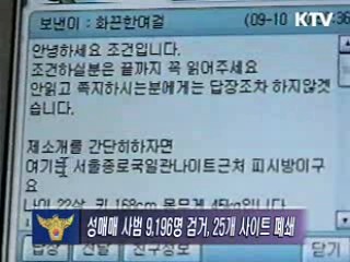 인터넷성매매 및 불법 성매매사이트 집중단속 결과