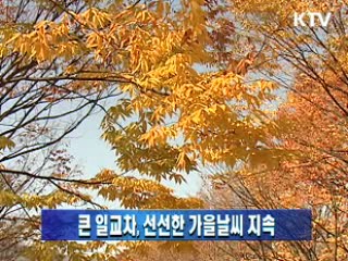 큰 일교차, 선선한 가을날씨 지속