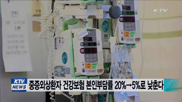 중증외상환자 건강보험 본인부담률 20%→5%로 낮춘다