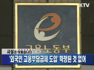 '외국인 고용부담금제 도입' 확정된 것 없어