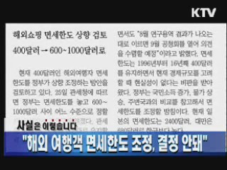 "해외 여행객 면세한도 조정, 결정 안돼"