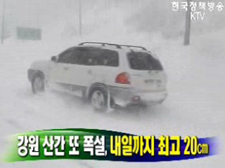 강원 산간 또 폭설, 내일까지 최고 20㎝