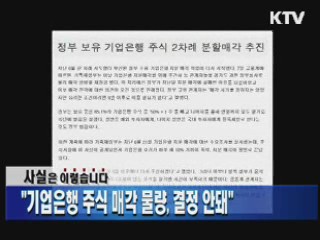 "기업은행 주식 매각 물량, 결정 안돼"