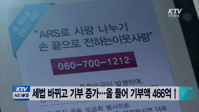 세법 바뀌고 기부 증가…올 들어 기부액 466억↑