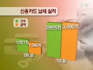 국세 신용카드 납부대상 확대로 영세납세자 이용실적 대폭 증가