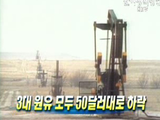 3대 원유 모두 50달러대로 하락