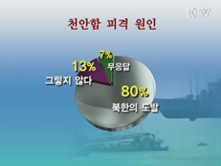 국민 80% "천안함 피격은 북한의 도발"